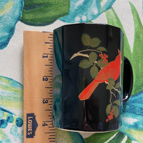 Otagiri Japan Vintage Cardinal Coffee Tea Mug Black Red Metallic Gold Detail - Picture 9 of 9